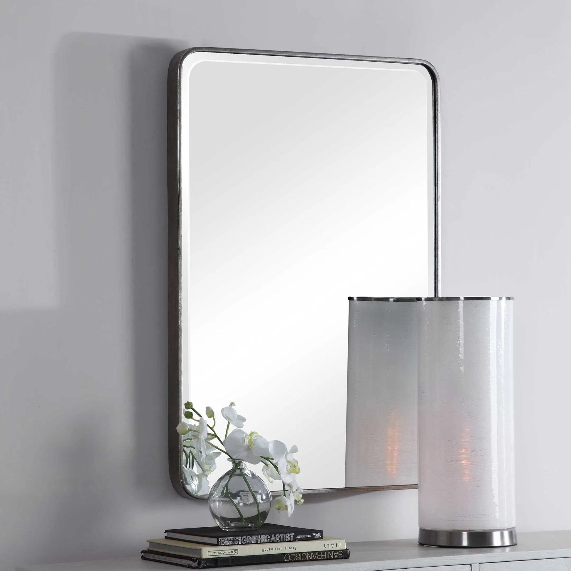Aramis Silver Mirror by Uttermost in silver. Made from iron, glass, mdf in a modern style.