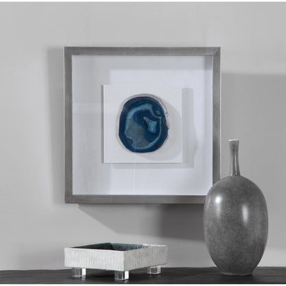Kalia Shadow Box by Uttermost in blue. Made from agate, pine, glass, mdf, linen in a transitional style.