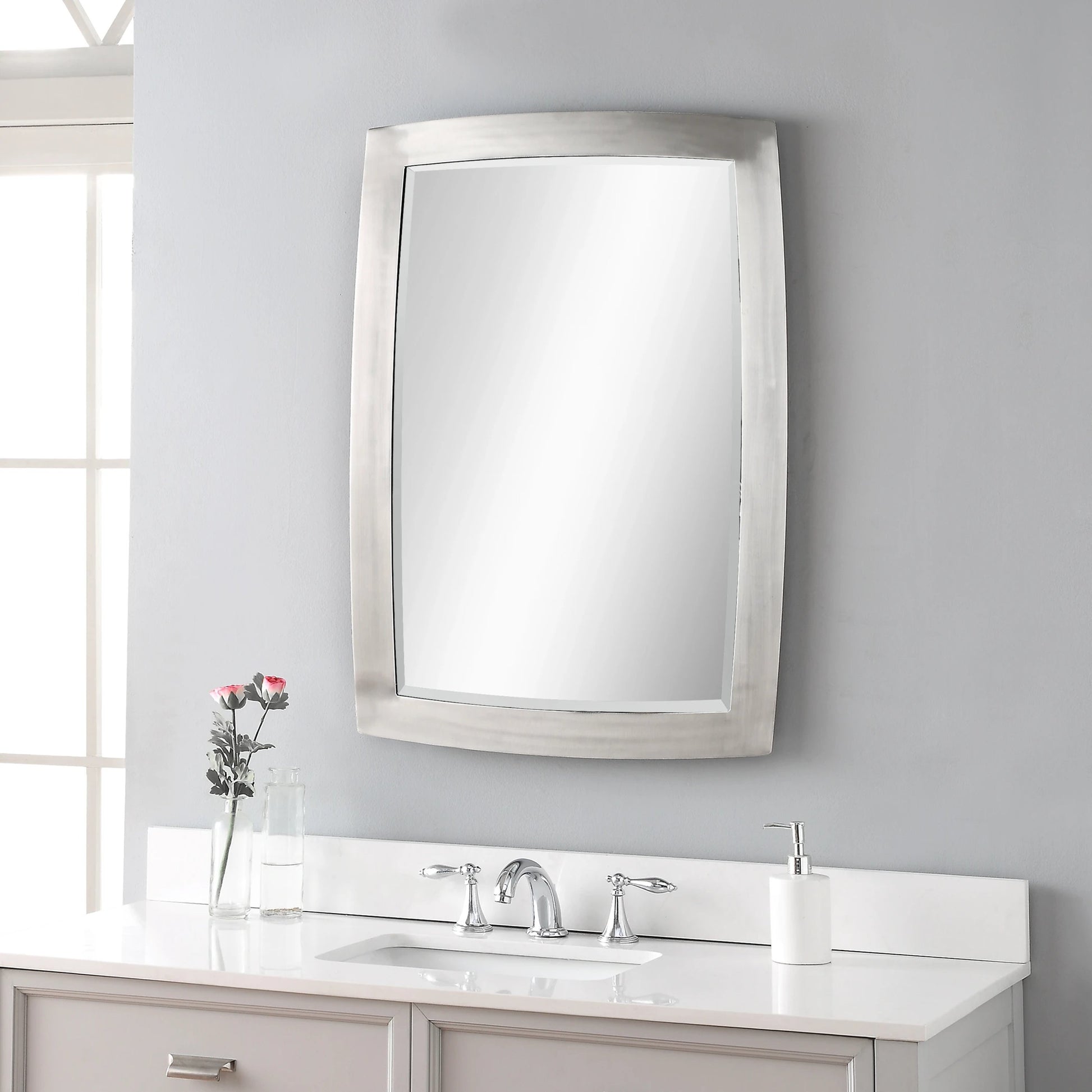 Haskill Mirror by Uttermost in nickel. Made from iron, glass, mdf in a modern style.