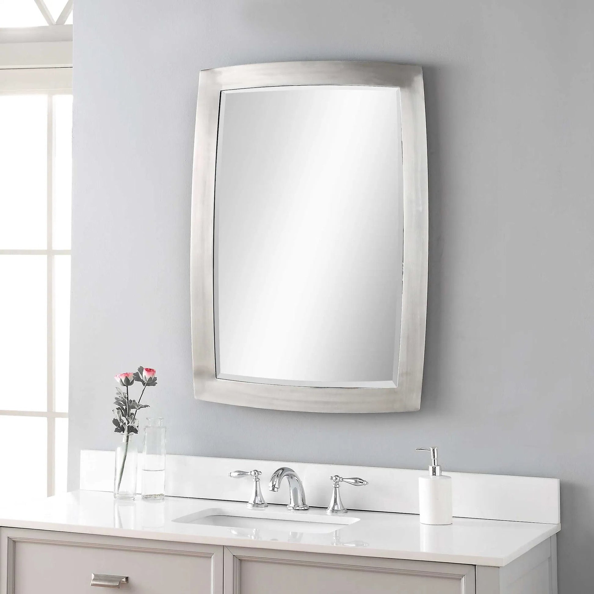 Haskill Mirror by Uttermost in nickel. Made from iron, glass, mdf in a modern style.
