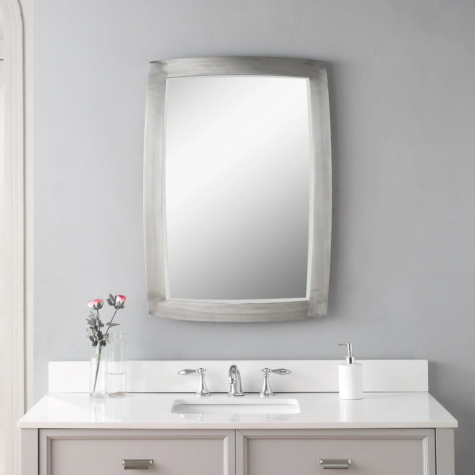 Haskill Mirror by Uttermost in nickel. Made from iron, glass, mdf in a modern style.