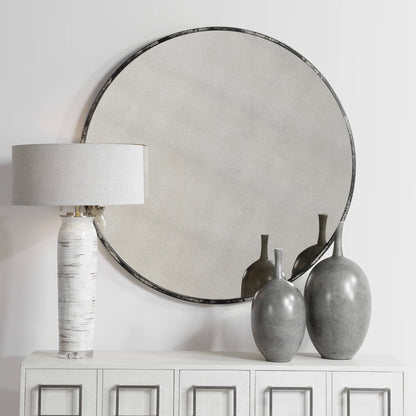 Argand Industrial Round Mirror by Uttermost. Made from metal, mdf, glass in a modern style.