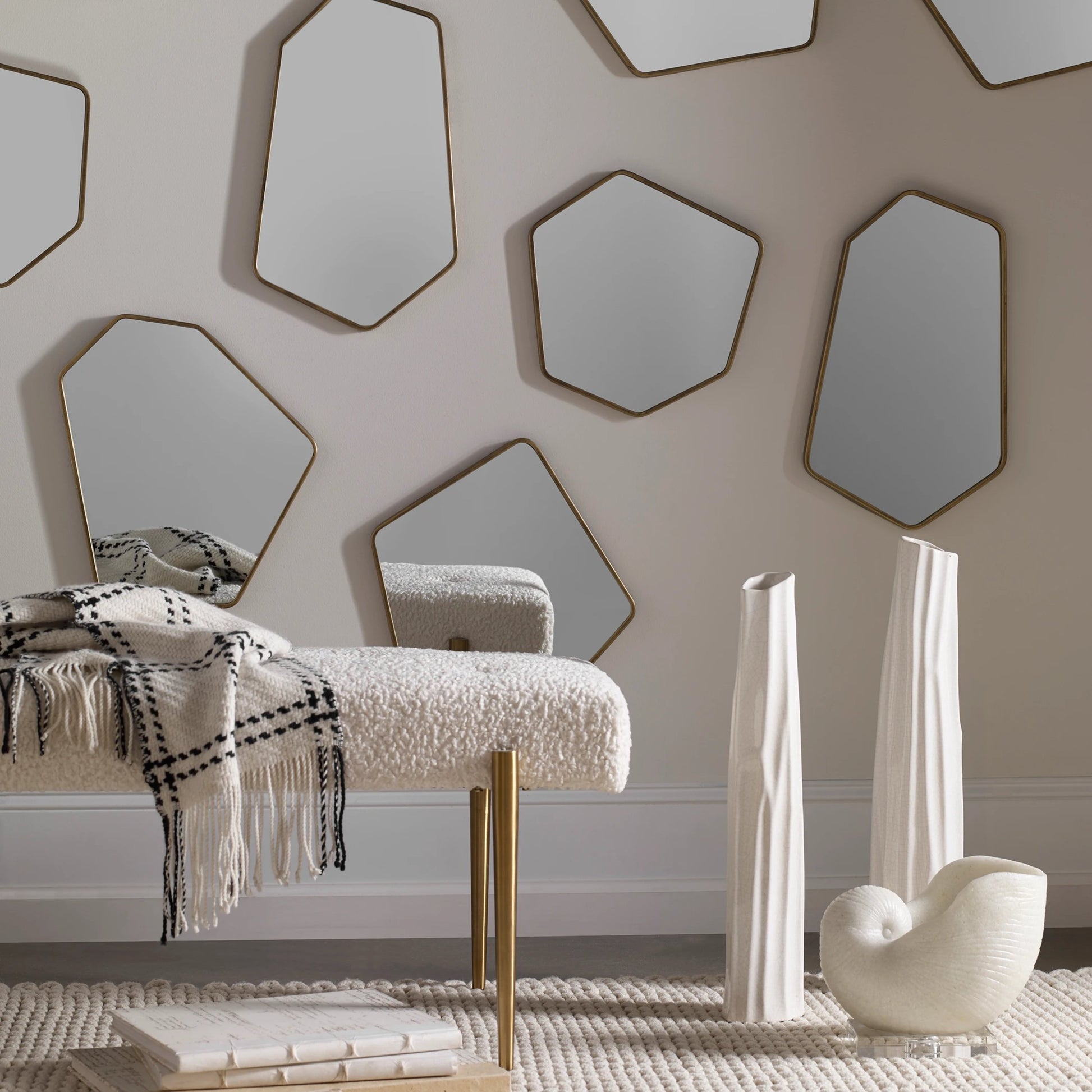 Linneah Modern Mirrors by Uttermost. Made from metal, mdf, glass in a modern style.