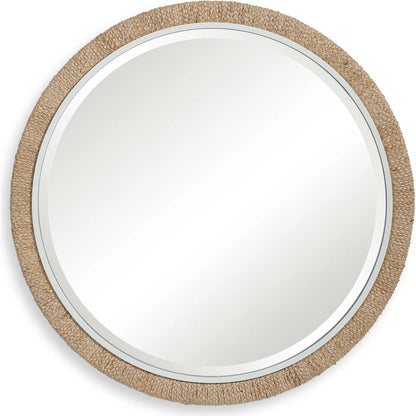 Carbet Round Rope Mirror by Uttermost. Made from iron, mdf, glass, straw in a coastal style.