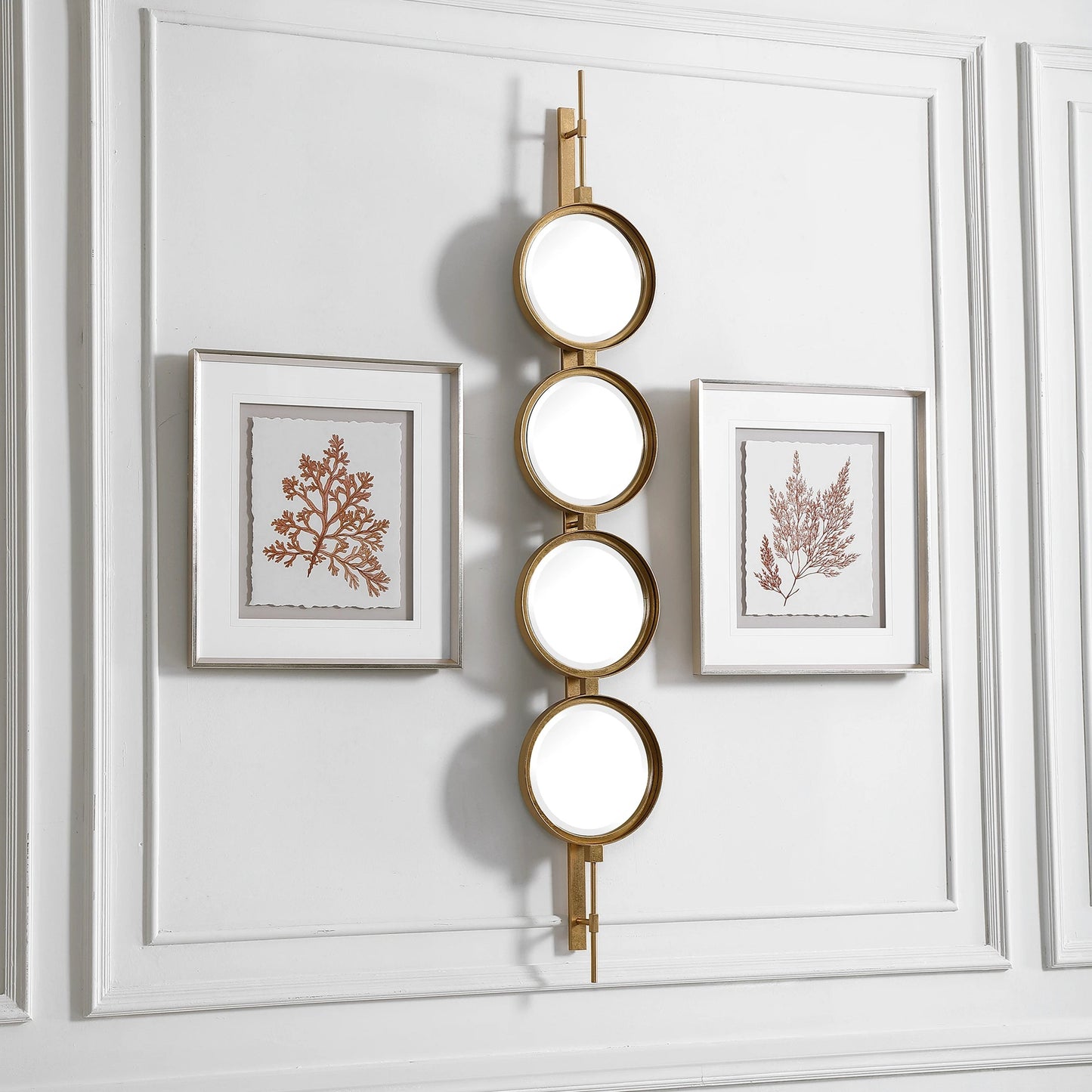 014 SR-824137 | Lifestyle | Button Mirror by Uttermost. Made from iron, mdf, glass in a transitional style.