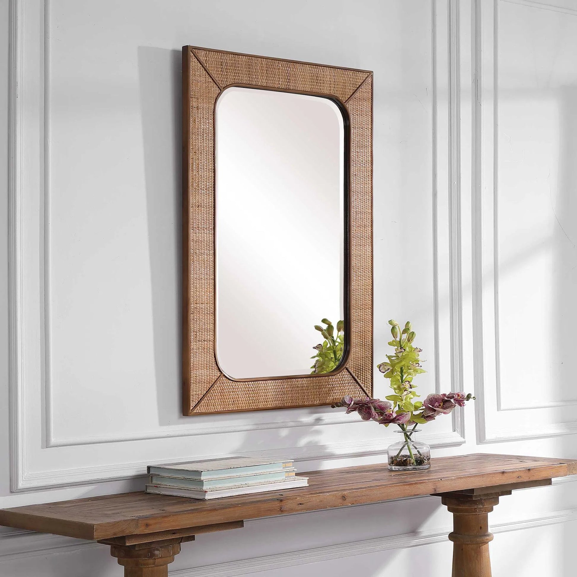 Tahiti Rattan Mirror by Uttermost. Made from fir wood, mdf, rattan, mirror in a eclectic & global style.