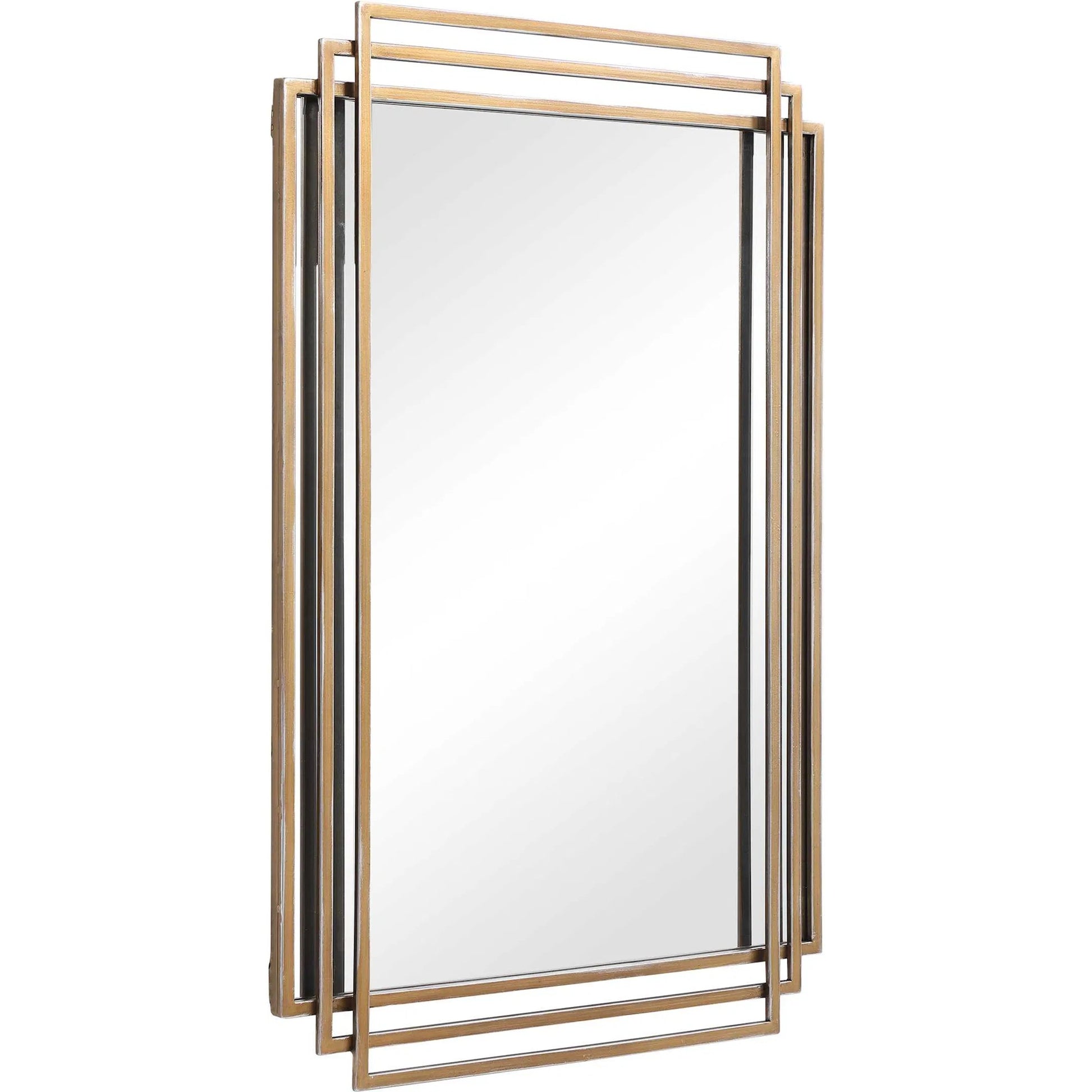 Amherst Brushed Mirror by Uttermost in gold. Made from iron, mdf, mirror in a transitional style.