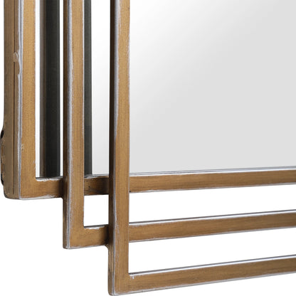 Amherst Brushed Mirror by Uttermost in gold. Made from iron, mdf, mirror in a transitional style.