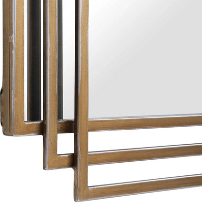 Amherst Brushed Mirror by Uttermost in gold. Made from iron, mdf, mirror in a transitional style.