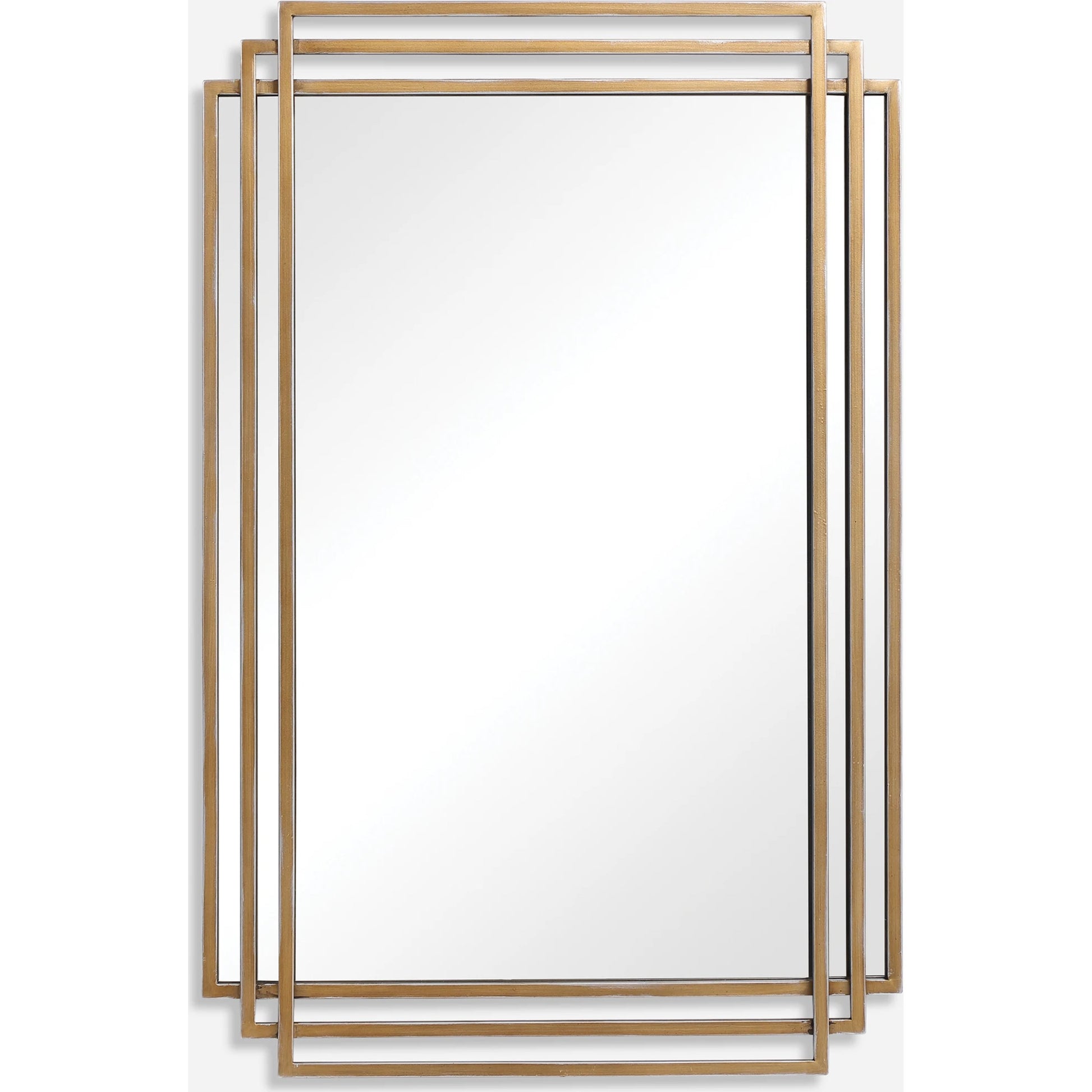 Amherst Brushed Mirror by Uttermost in gold. Made from iron, mdf, mirror in a transitional style.
