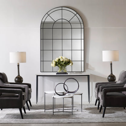 Grantola Arch Mirror by Uttermost in iron. Made from iron, mdf, glass in a cottage & farmhouse style.