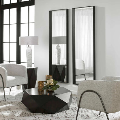 Kahn Mirror by Uttermost in matte black. Made from iron, mdf, glass in a modern style.