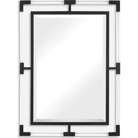 Balkan Mirror by Uttermost in matte black. Made from iron, mdf, glass, acrylic in a modern style.