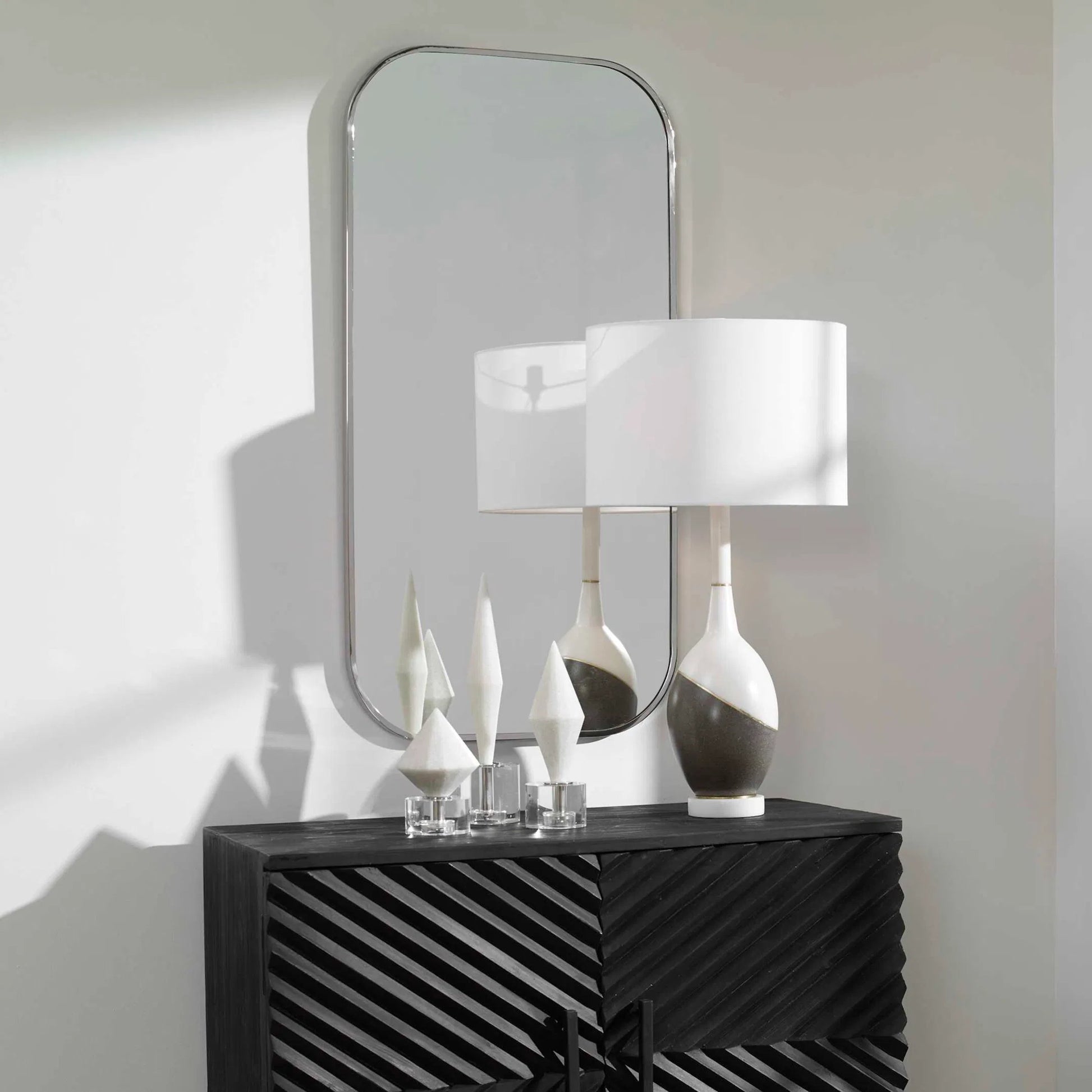 Taft Mirror by Uttermost. Made from stainless steel, mdf, glass in a modern style.