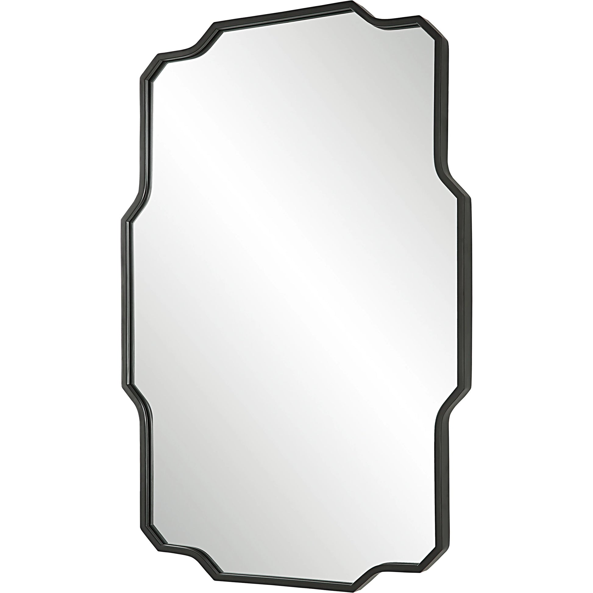 Casmus Wall Mirror by Uttermost in matte black. Made from iron, glass, mdf in a transitional style.