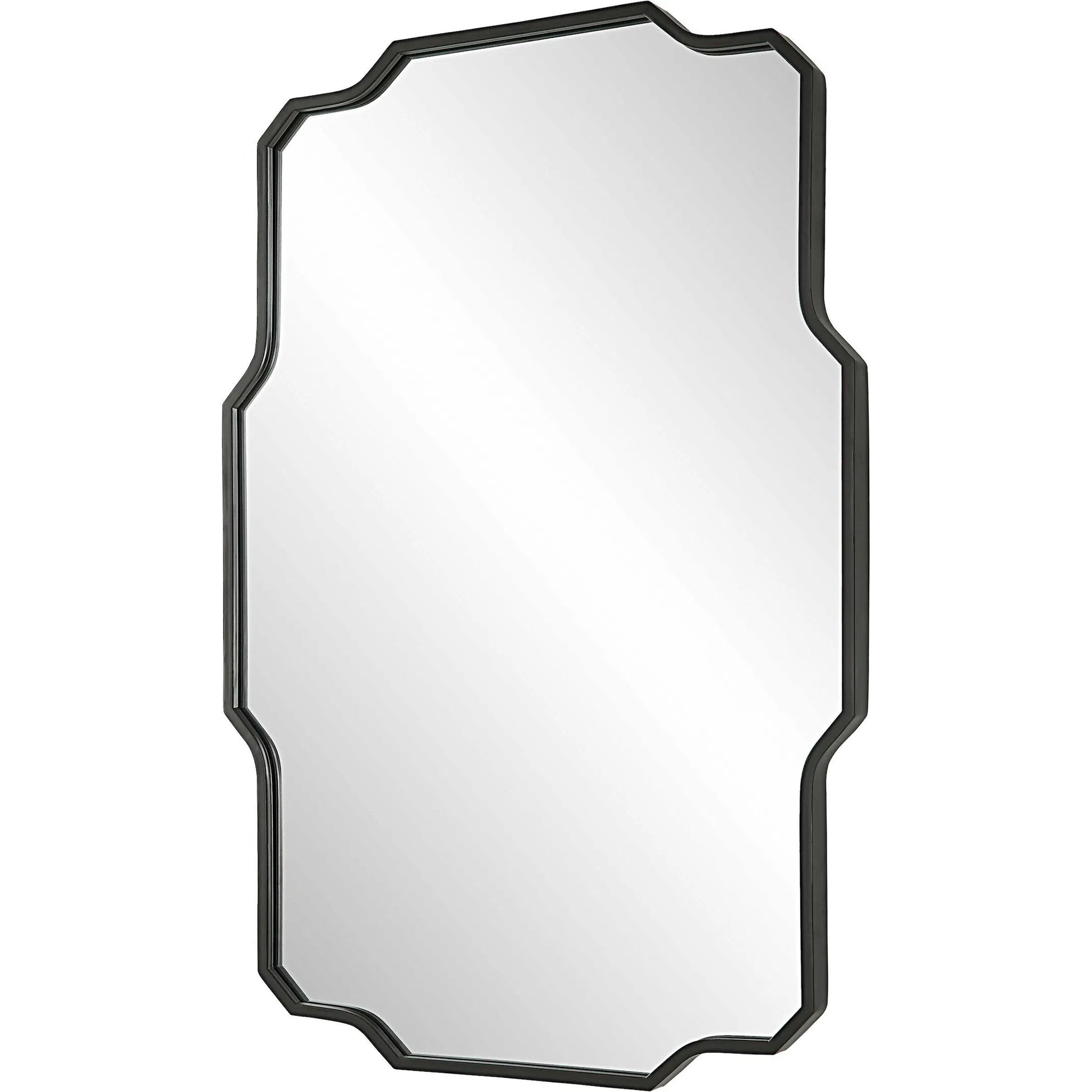 Casmus Wall Mirror by Uttermost in matte black. Made from iron, glass, mdf in a transitional style.