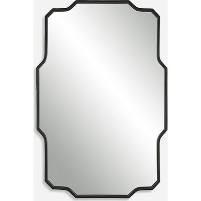 Casmus Wall Mirror by Uttermost in matte black. Made from iron, glass, mdf in a transitional style.