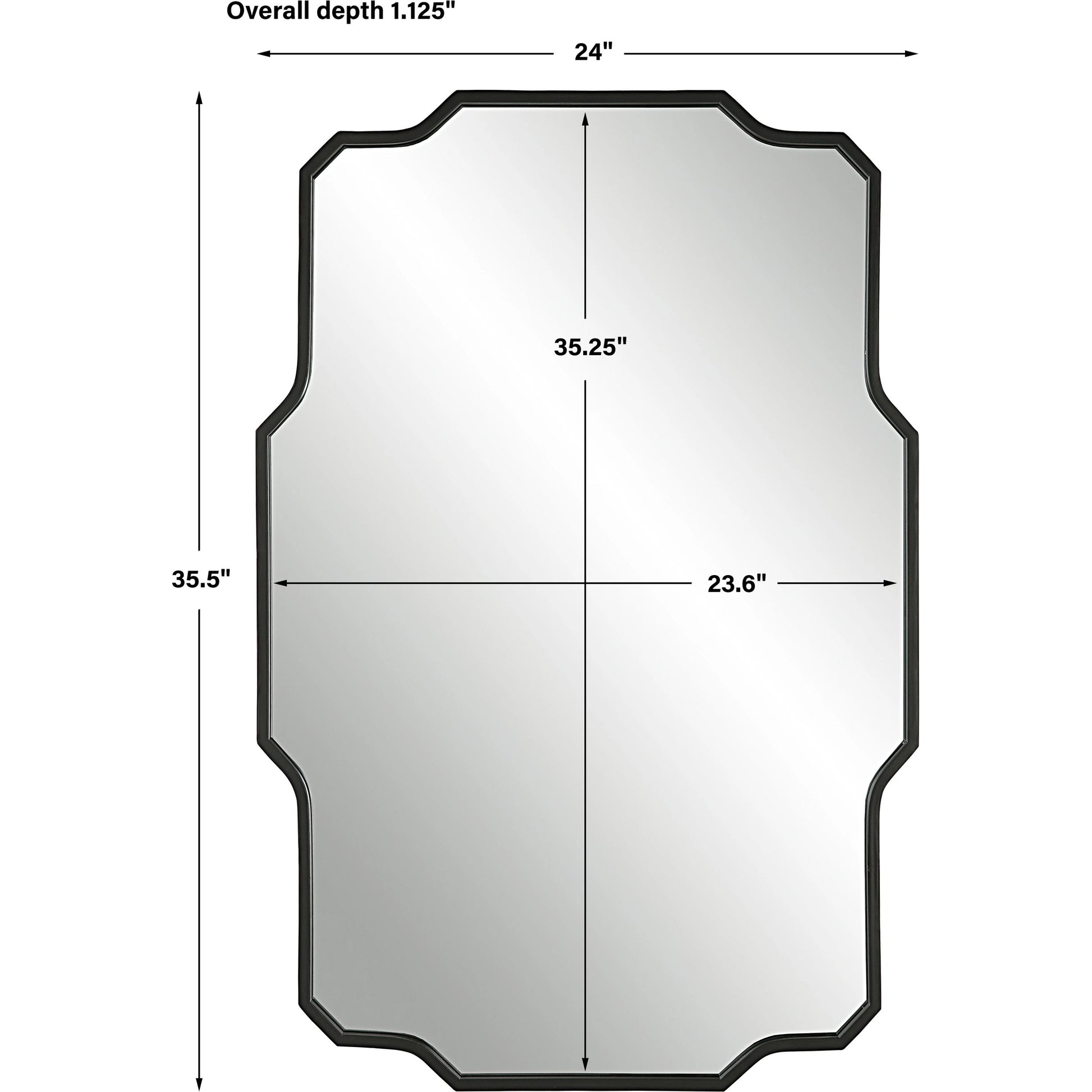 Casmus Wall Mirror by Uttermost in matte black. Made from iron, glass, mdf in a transitional style.