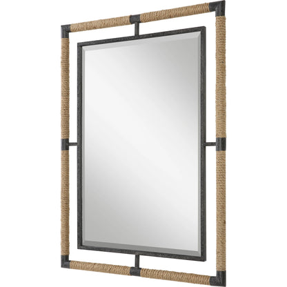 Melville & Rope Mirror by Uttermost in rust black. Made from mirror, iron, jute, mdf in a modern style.