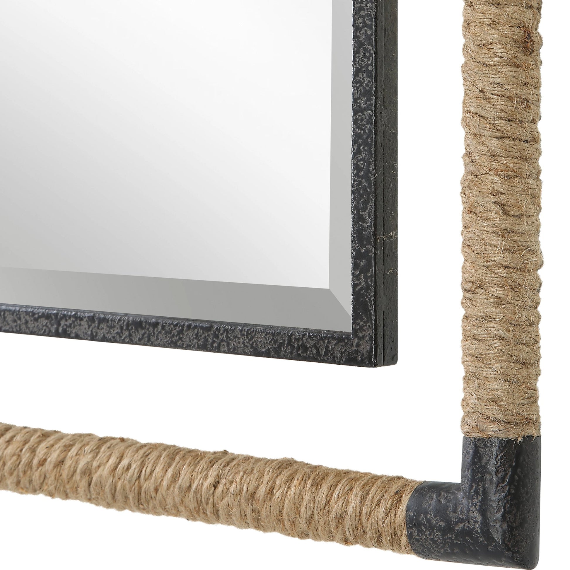 Melville & Rope Mirror by Uttermost in rust black. Made from mirror, iron, jute, mdf in a modern style.