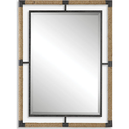 Melville & Rope Mirror by Uttermost in rust black. Made from mirror, iron, jute, mdf in a modern style.