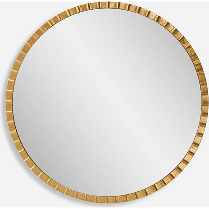 Dandridge Round Mirror by Uttermost in gold. Made from mdf, iron, mirror in a modern style.