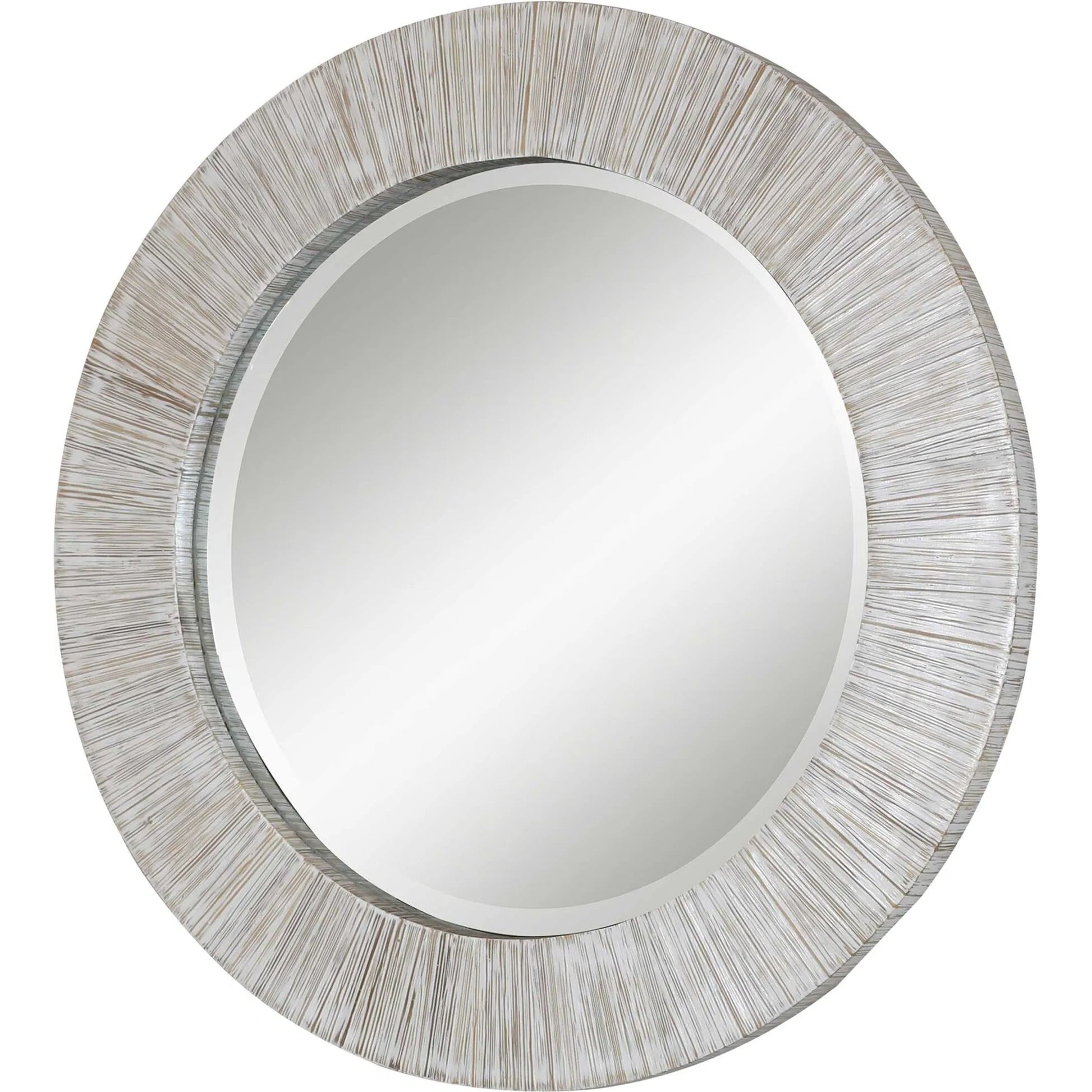 Repose Mirror by Uttermost in whitewash. Made from bamboo, plywood in a modern style.