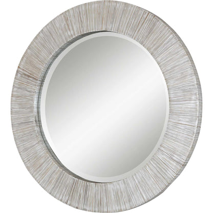 Repose Mirror by Uttermost in whitewash. Made from bamboo, plywood in a modern style.