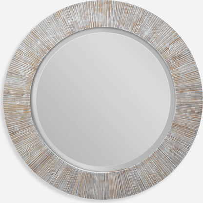 Repose Mirror by Uttermost in whitewash. Made from bamboo, plywood in a modern style.