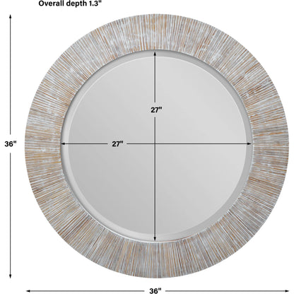 Repose Mirror by Uttermost in whitewash. Made from bamboo, plywood in a modern style.