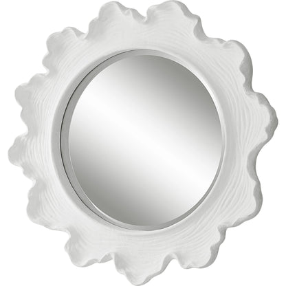 Sea Coral Round Mirror by Uttermost in white. Made from resin, glass, mdf in a coastal style.