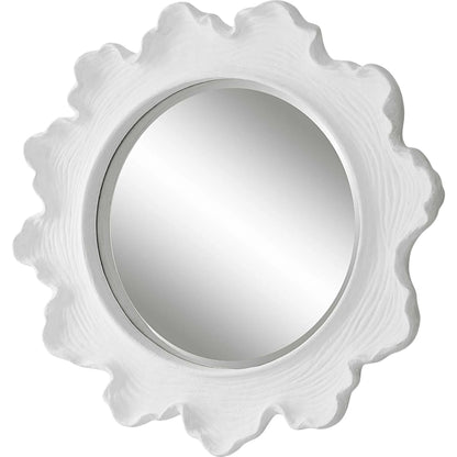 Sea Coral Round Mirror by Uttermost in white. Made from resin, glass, mdf in a coastal style.