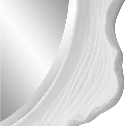 Sea Coral Round Mirror by Uttermost in white. Made from resin, glass, mdf in a coastal style.