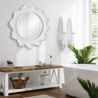 Sea Coral Round Mirror by Uttermost in white. Made from resin, glass, mdf in a coastal style.