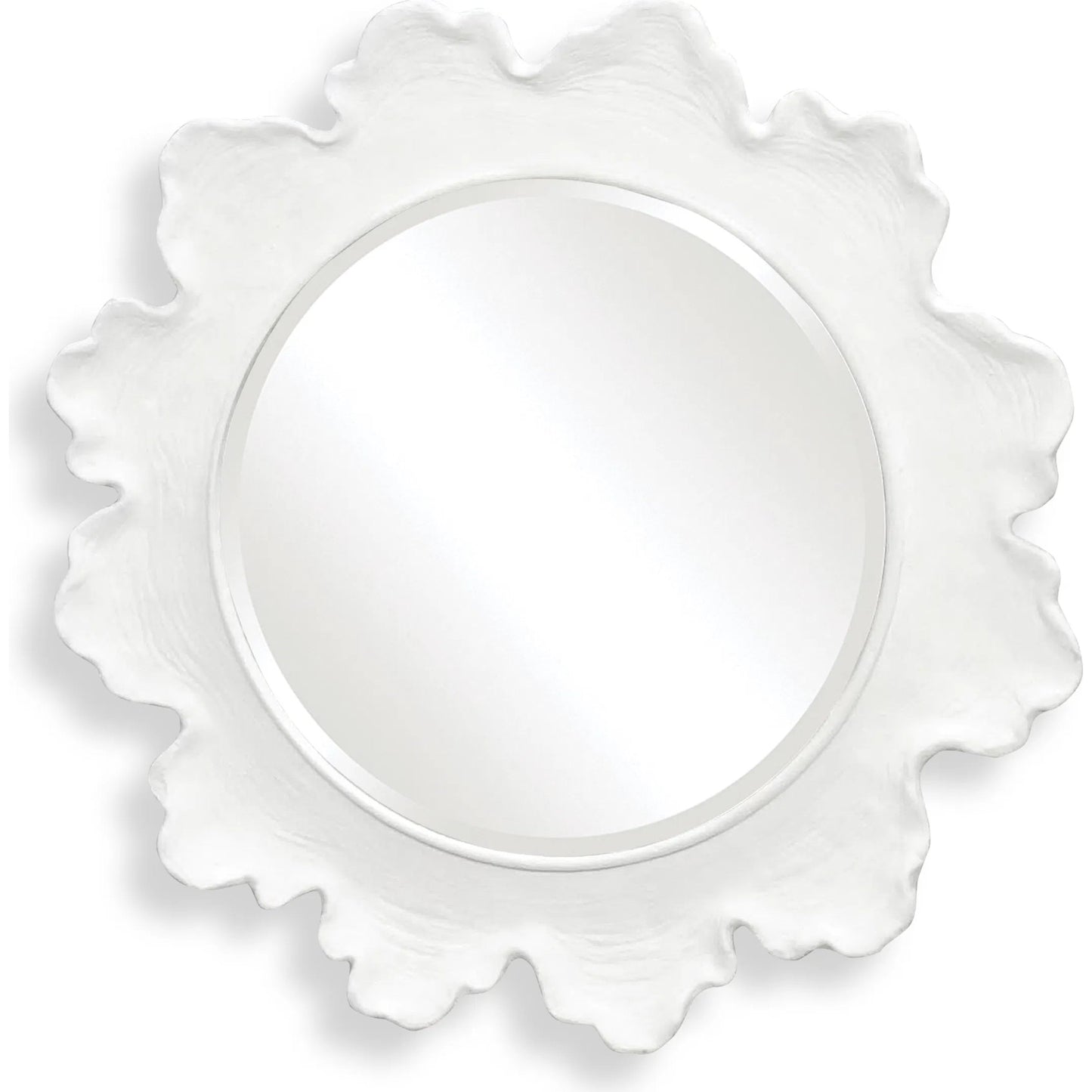001 SI-1923590 | Primary Silo | Sea Coral Round Mirror by Uttermost in white. Made from resin, glass, mdf in a coastal style.