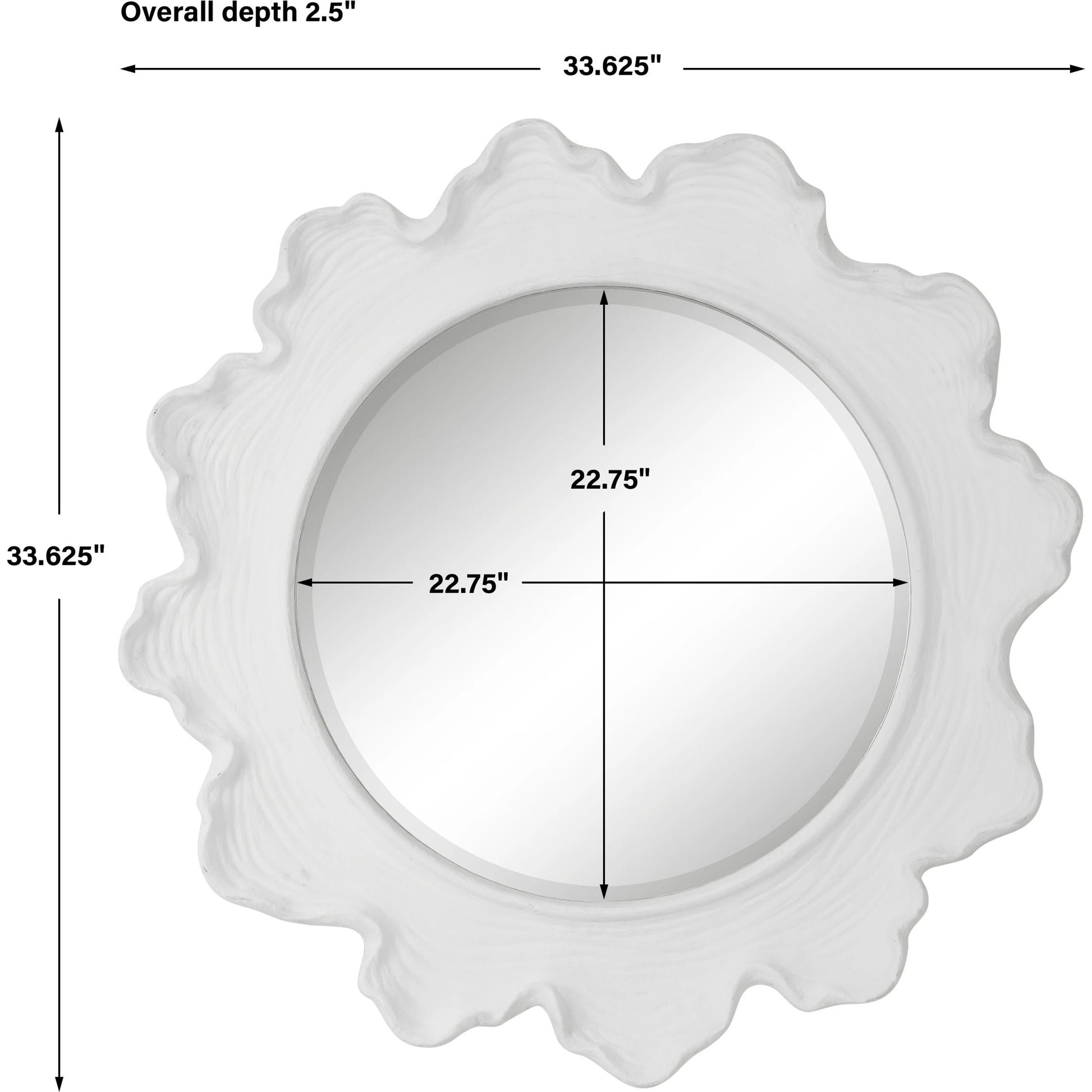 Sea Coral Round Mirror by Uttermost in white. Made from resin, glass, mdf in a coastal style.