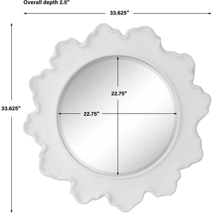 Sea Coral Round Mirror by Uttermost in white. Made from resin, glass, mdf in a coastal style.