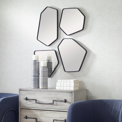 Linneah Mirrors by Uttermost in black. Made from mirror, iron, mdf in a modern style.