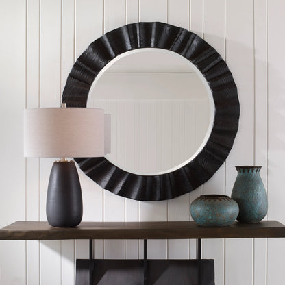 Caribou Round Mirror by Uttermost in dark espresso. Made from firwood, mdf, mirror in a modern style.