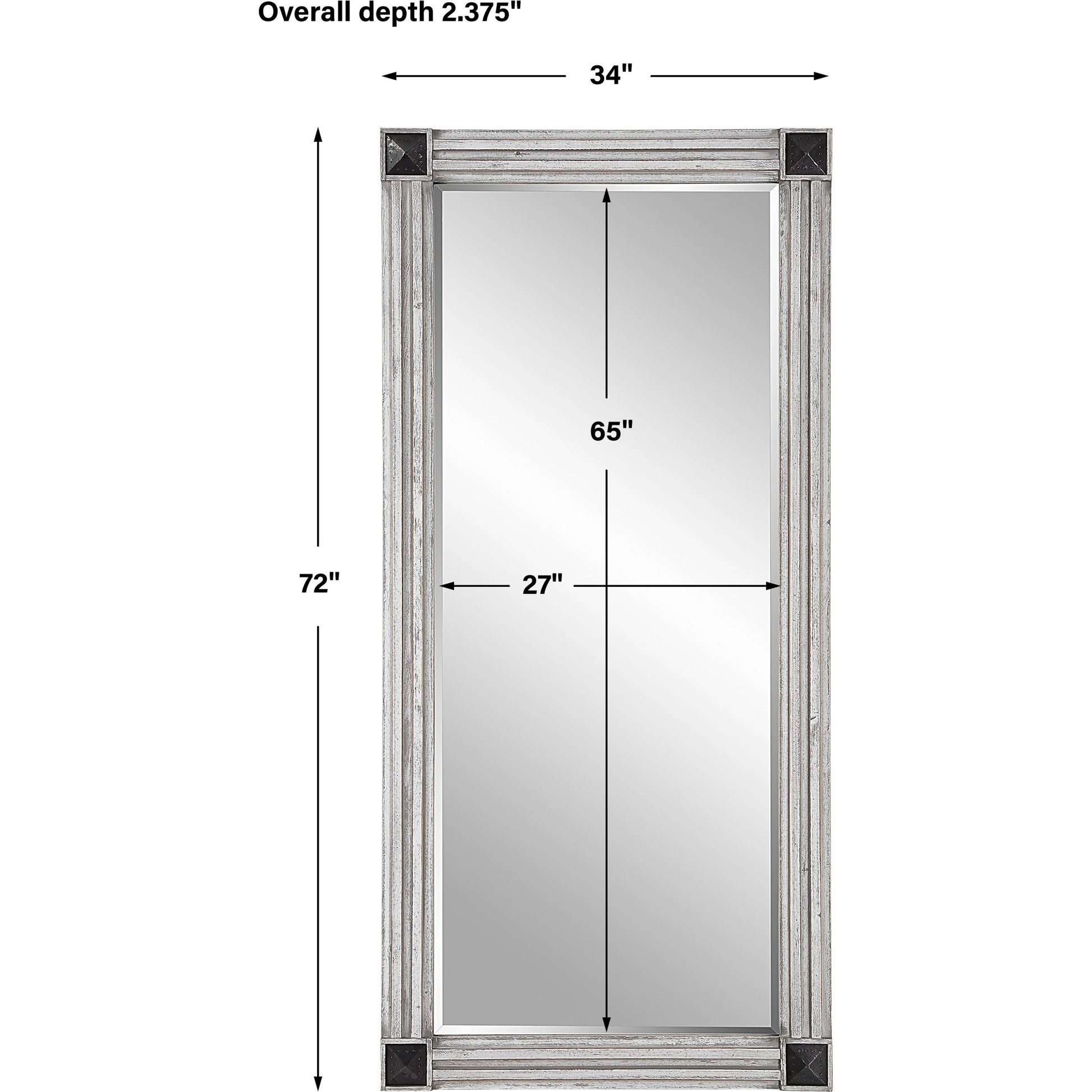 Manor Mirror by Uttermost in white-wash gray. Made from mdf, firwood, mirror, copper in a modern style.