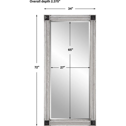 Manor Mirror by Uttermost in white-wash gray. Made from mdf, firwood, mirror, copper in a modern style.