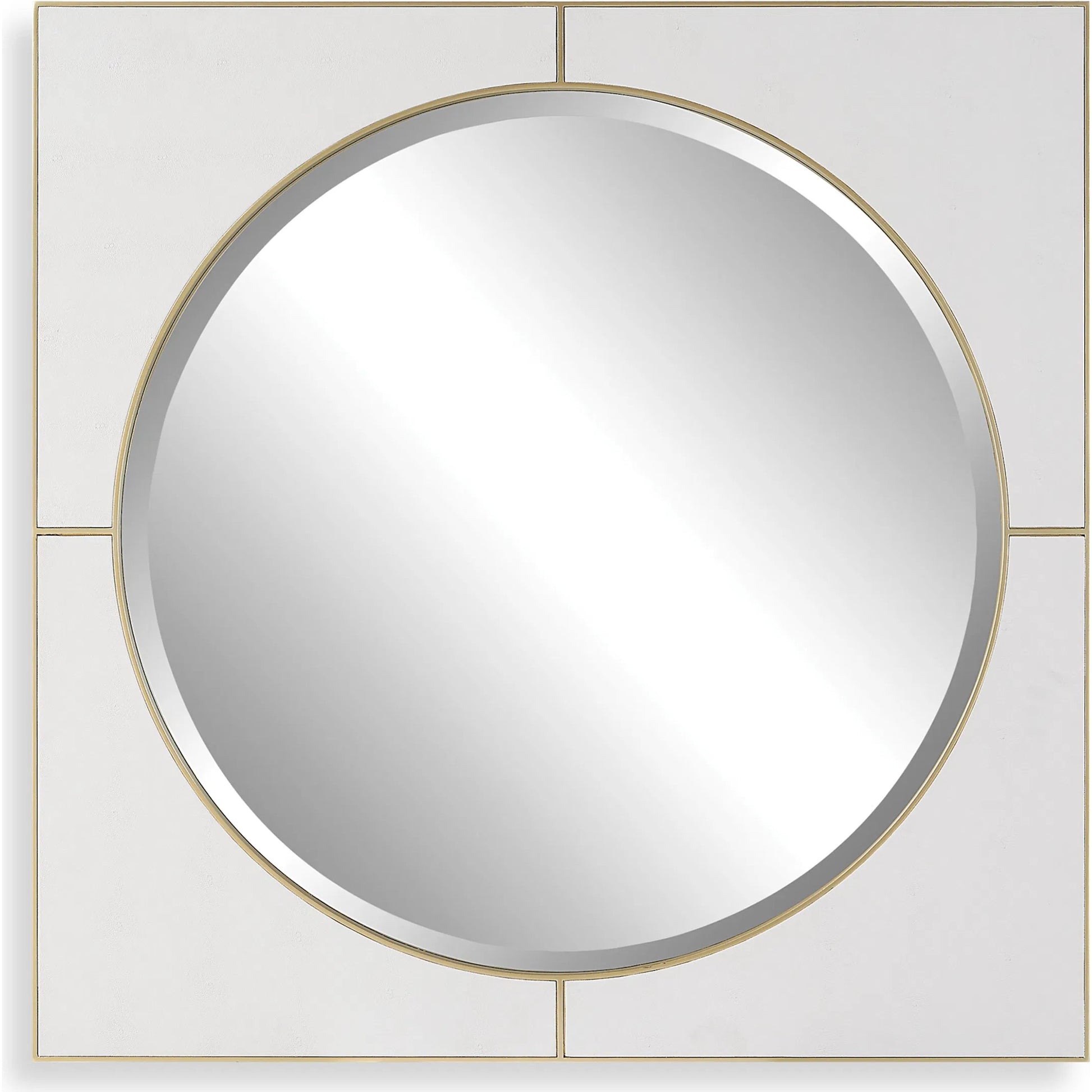 Cyprus Square Mirror by Uttermost in gold. Made from mirror, mdf, pu leather in a modern style.