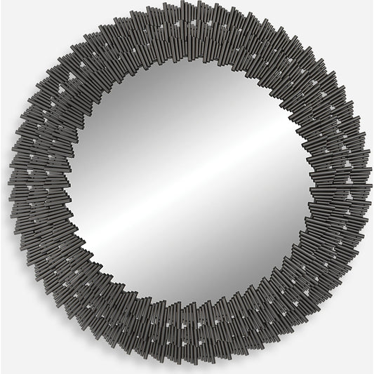 Illusion Round Mirror by Uttermost in burnished silver. Made from iron, mirror, mdf in a modern style.