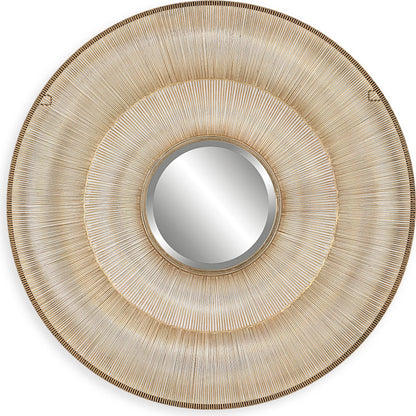 Bauble Round Mirror by Uttermost in antique gold. Made from iron, mirror, mdf in a coastal style.