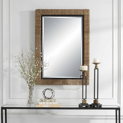 Island Mirror by Uttermost. Made from mirror, mdf, iron, straw rope in a modern style.