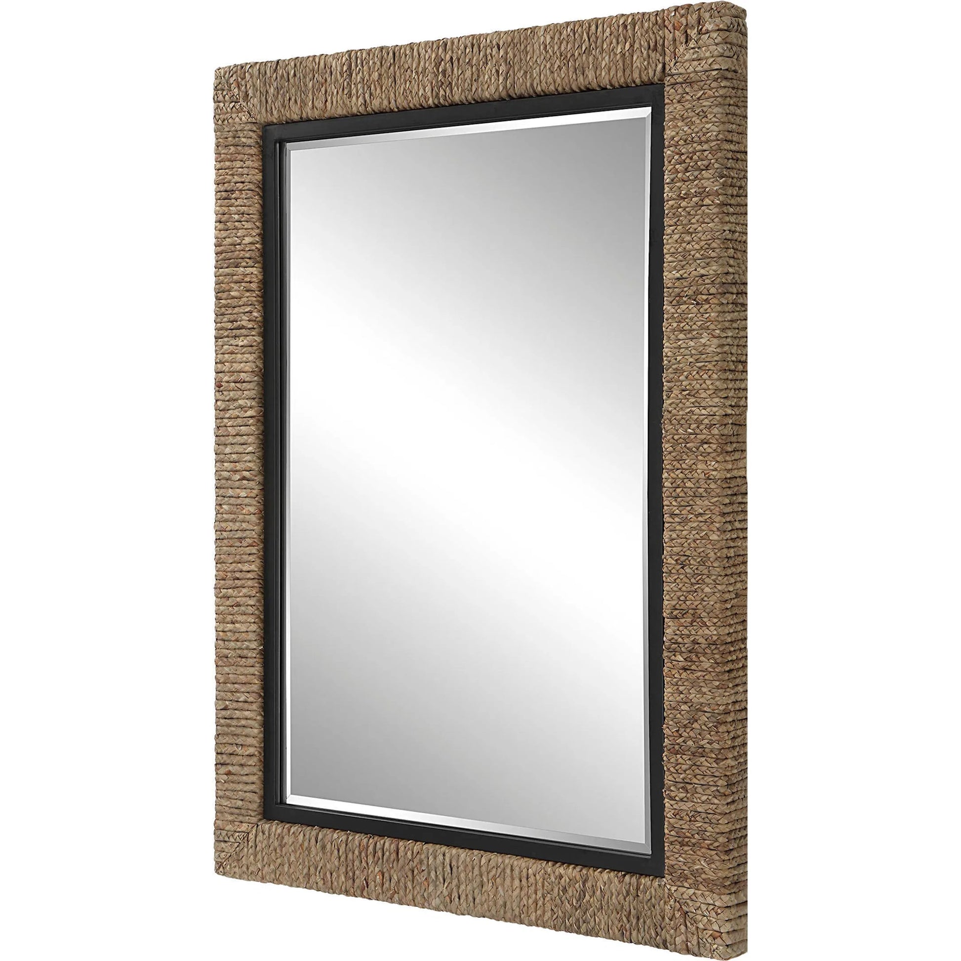 Island Mirror by Uttermost. Made from mirror, mdf, iron, straw rope in a modern style.