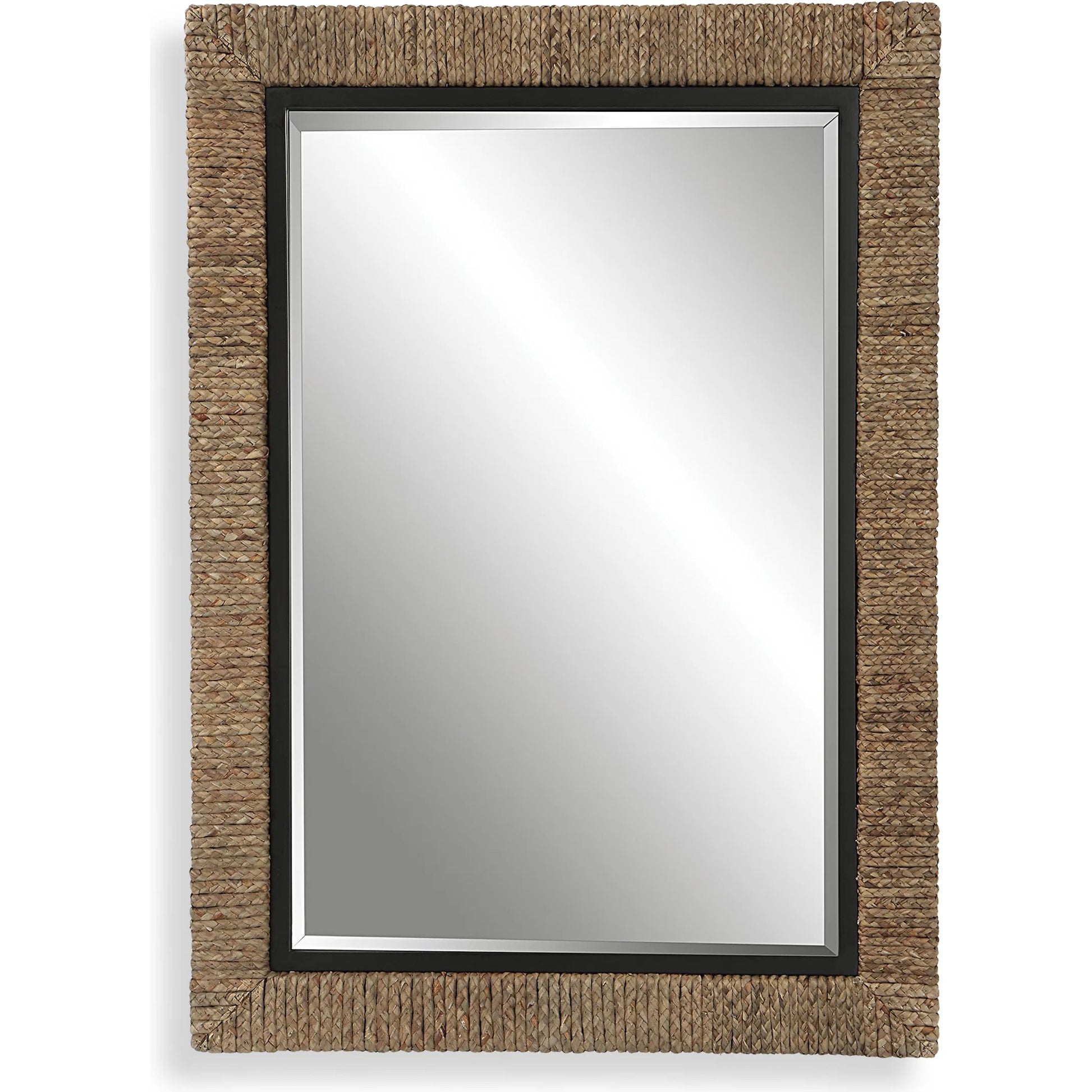 Island Mirror by Uttermost. Made from mirror, mdf, iron, straw rope in a modern style.