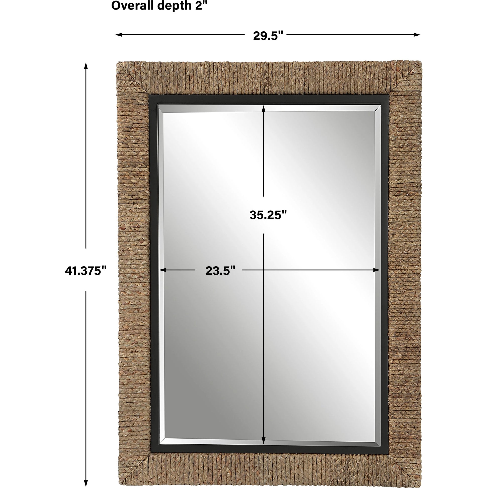 Island Mirror by Uttermost. Made from mirror, mdf, iron, straw rope in a modern style.