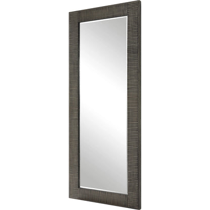 Figaro Mirror by Uttermost in aged gray wash. Made from mirror, mdf, pine, fir in a modern style.