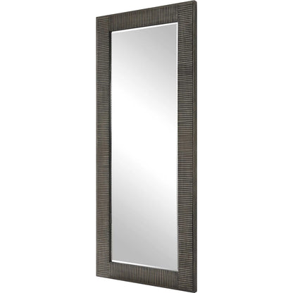 Figaro Mirror by Uttermost in aged gray wash. Made from mirror, mdf, pine, fir in a modern style.